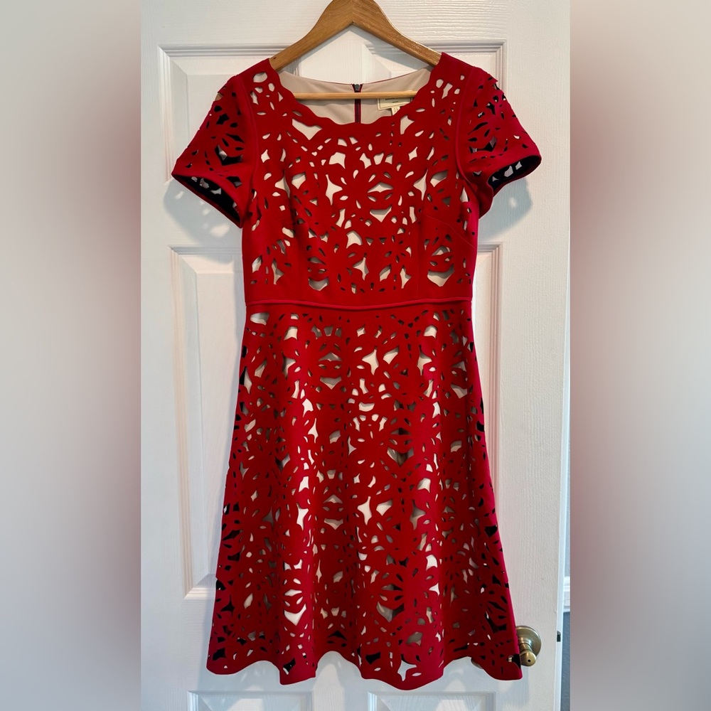 Moulinette Soeurs Red Lace Cutout Dress